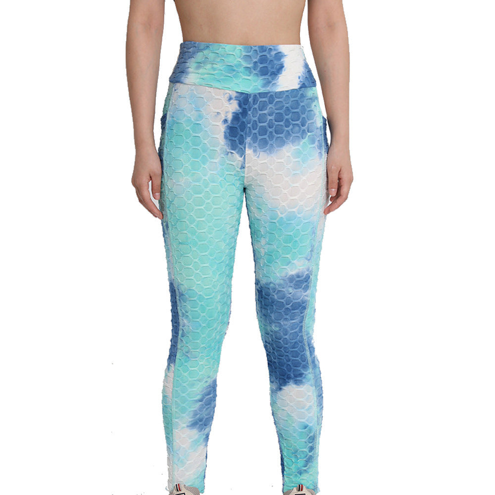 High Waist Workout Bubble Tie-dye Yoga Pants