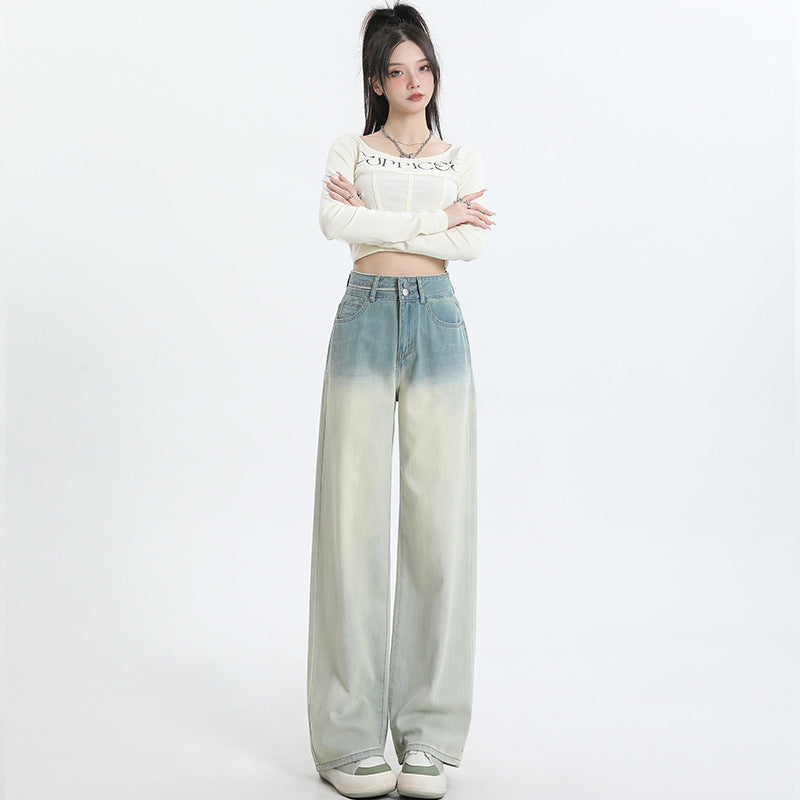 Gradient Design Straight-leg Pants Wide Leg Women's Clothing