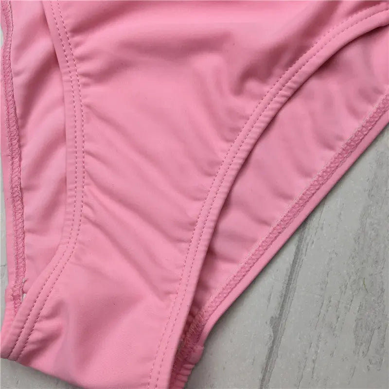 cut out Bikinis Sexy pink bandage cut out Halter bikini swimsuit women cross Women's swimwear swimming suit null