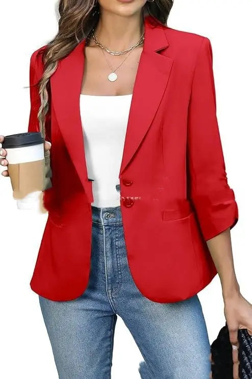 Solid Color Lightweight Slim Suit Jacket null