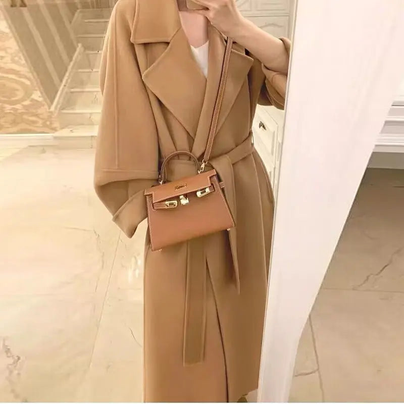 Mid-length Fall Winter Fashion Socialite Below-the-knee Coat null