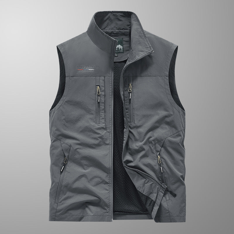 Men's Multi-pocket Outdoor Casual Stand Collar Work Vest