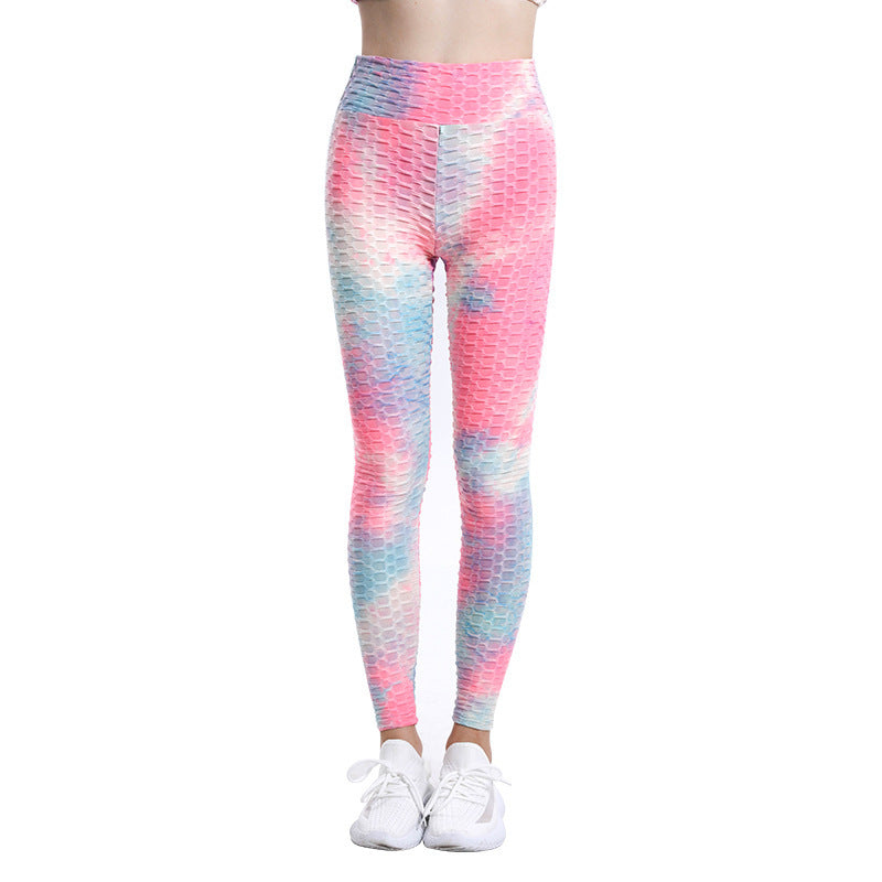 High Waist Workout Bubble Tie-dye Yoga Pants