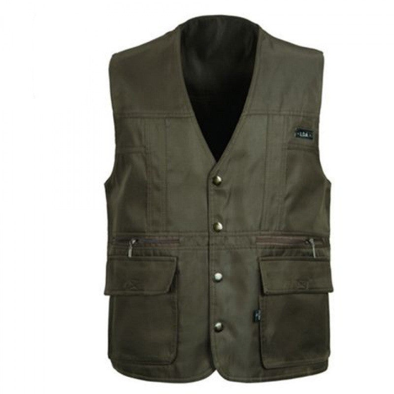 Spring And Autumn Middle-aged And Elderly Men's Vest Multi-pocket Waistcoat