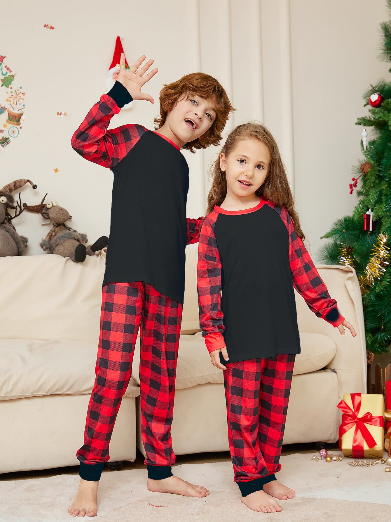 Plaid Printed Parent-child Pajamas Pajamas Suit