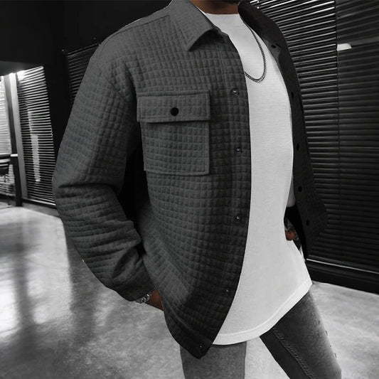 Men's Casual Jacquard Plaid Baggy Coat Shirt