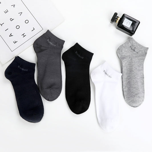 Men's Breathable Bamboo Fiber Solid Color Short Socks