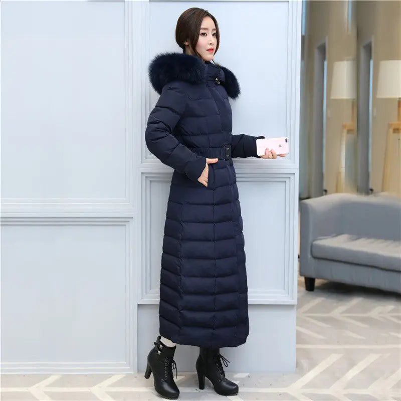 Belt super long down jacket null