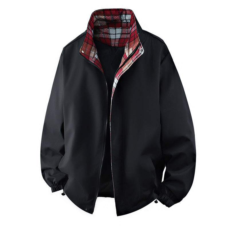 Men's Coat Workwear Stand Collar Jacket Pu Short Top