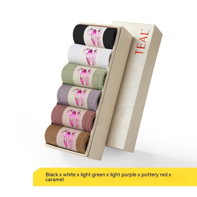 Pure Cotton Handmade Boneless Suture Antibacterial Deodorant Four Seasons Mid-calf Length Women's Socks