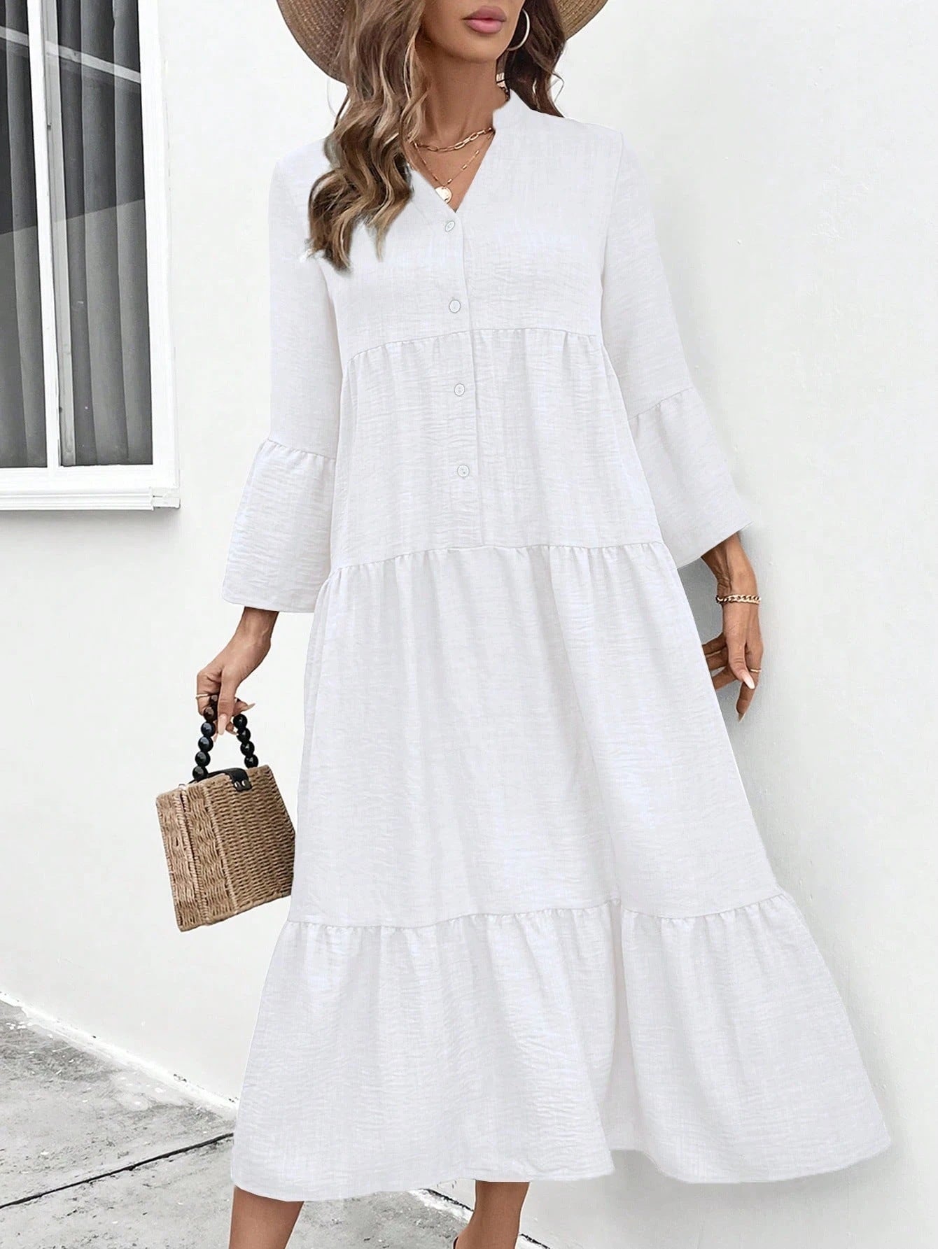 Multi-layer Pleated Loose Stitching Texture Dress