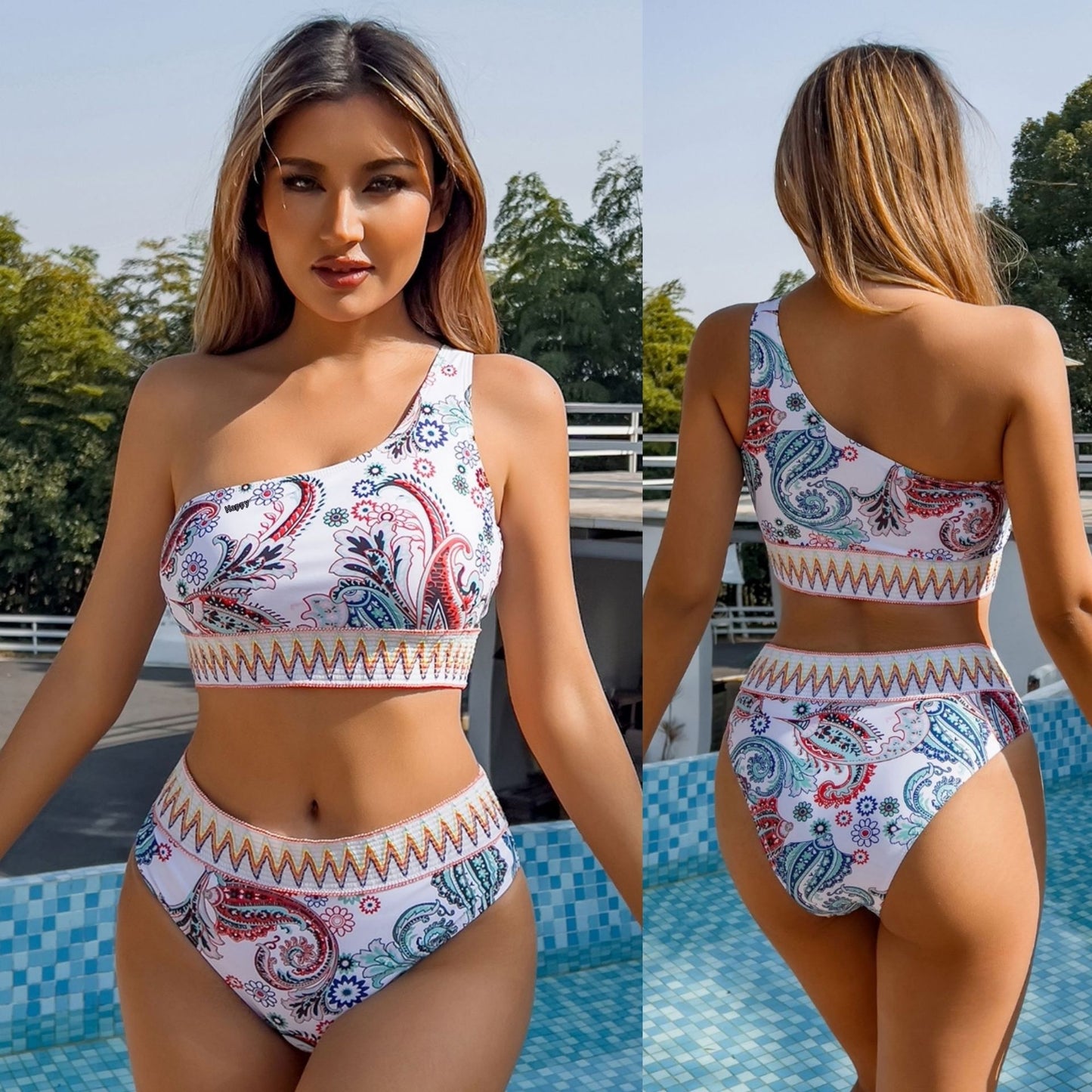 Women's One-shoulder High Waist Bikini Swimsuit