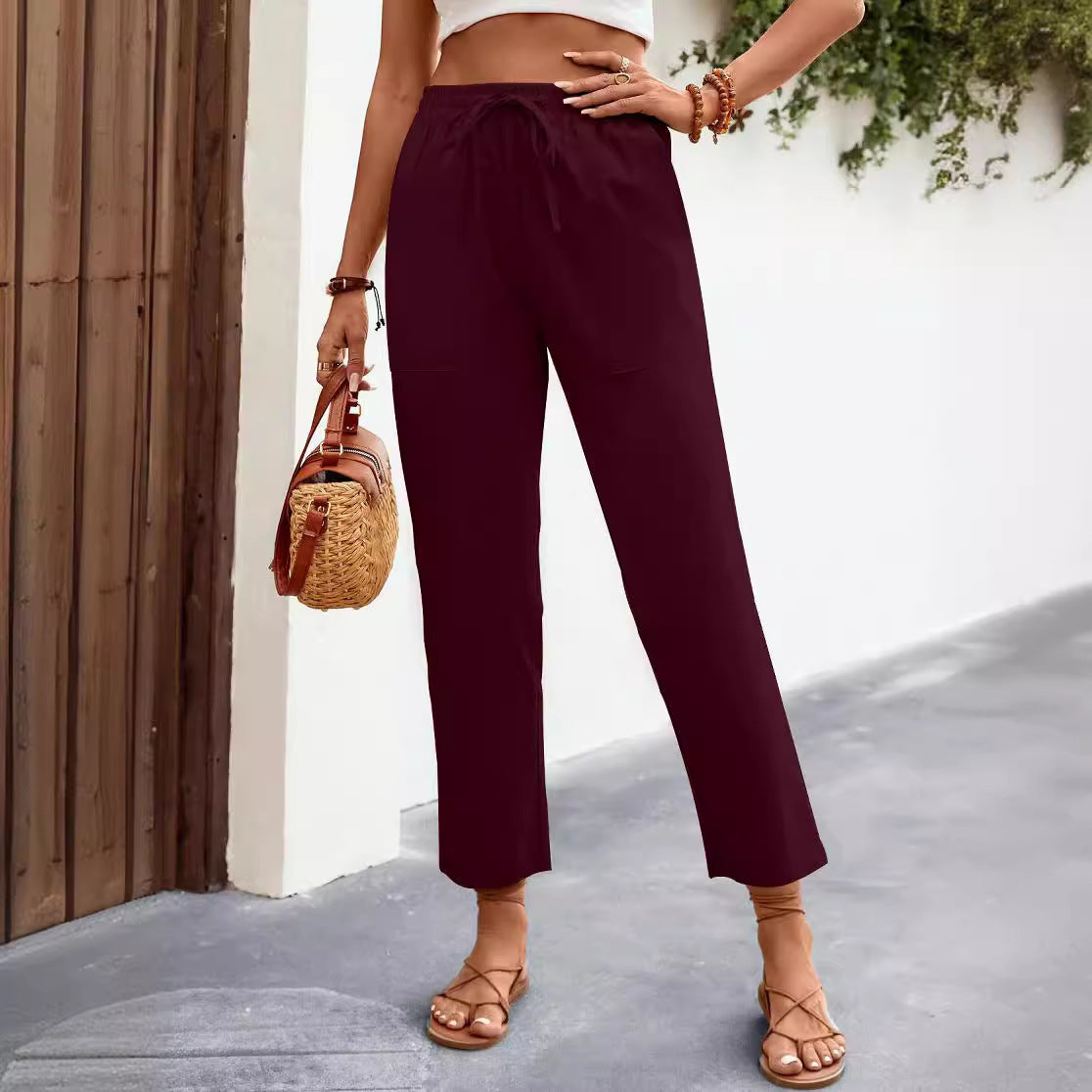 Women's New Lace-up Drawstring Loose Casual Pants