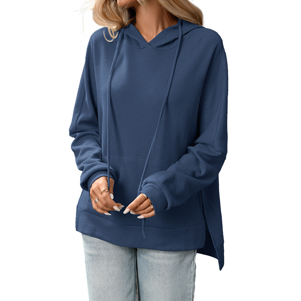 Waffle Knit Pullover Long Sleeve Sweater null