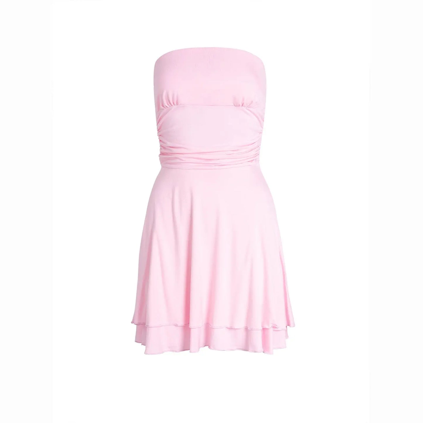 Y2K Tube-top Short Dress Summer Sexy Pleated Tight Dresses For Womens Clothing null