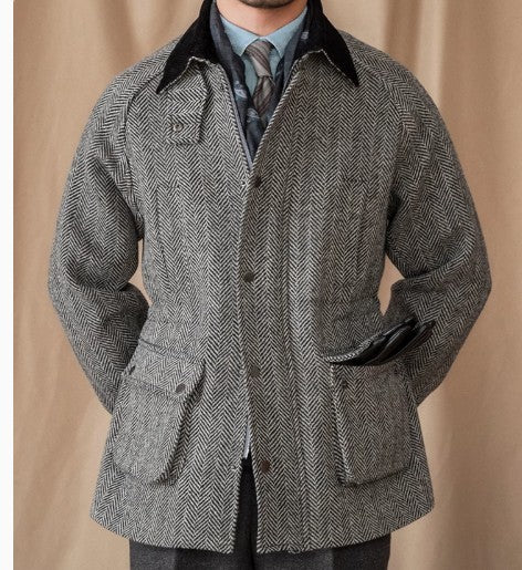 Wool Herringbone Heavy Retro Warm Jacket
