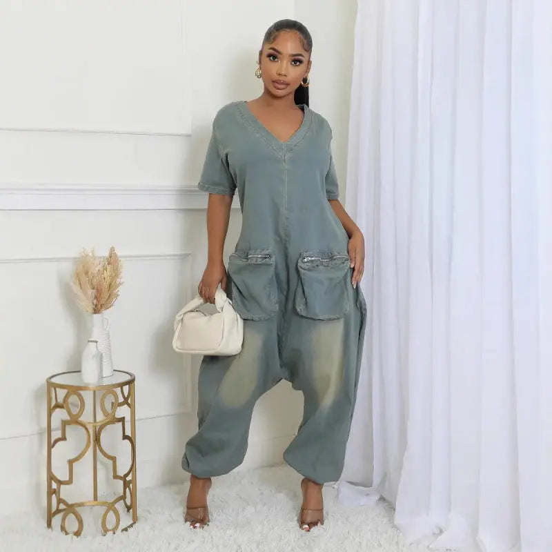Women's Loose Crotch Jumpsuit Retro Personality null