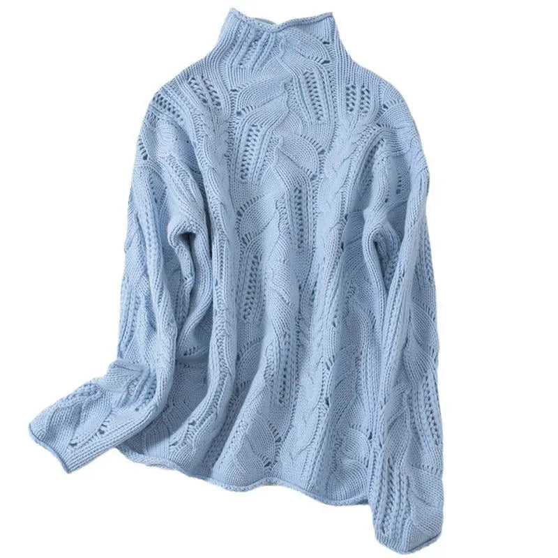 Artistic Mesh Sweater Pure Cashmere Shirt Women's High Neck Thickened Fashionable Nipaaj