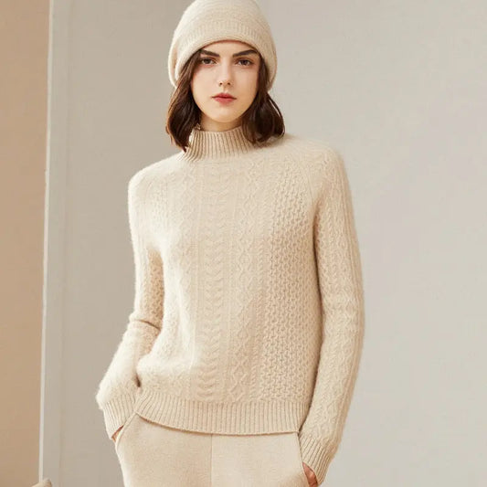 Cashmere Twisted Half Turtleneck Thickened Sweater Nipaaj