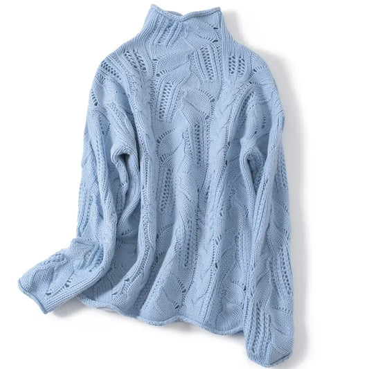 Artistic Mesh Sweater Pure Cashmere Shirt Women's High Neck Thickened Fashionable Nipaaj