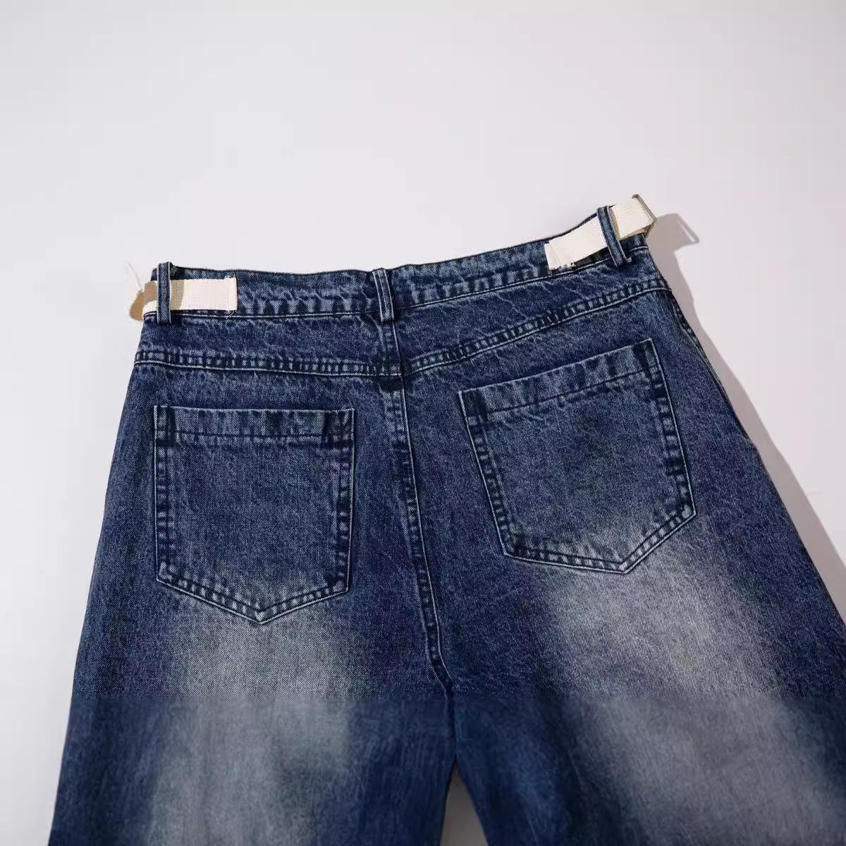 Loose Pleated Wide Leg Straight Jeans