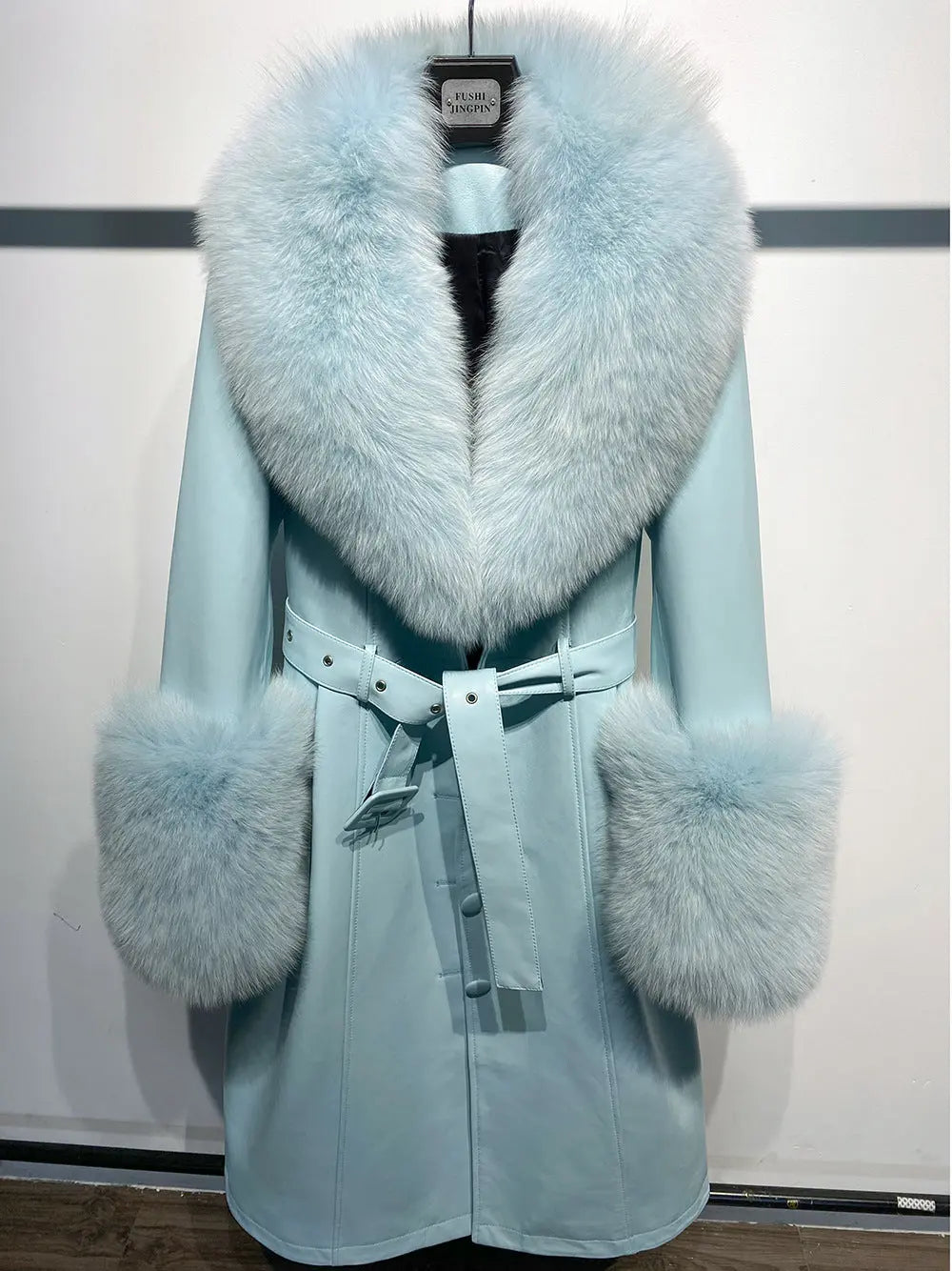 Slim-fit Leather Sheepskin Fox Fur Coat null