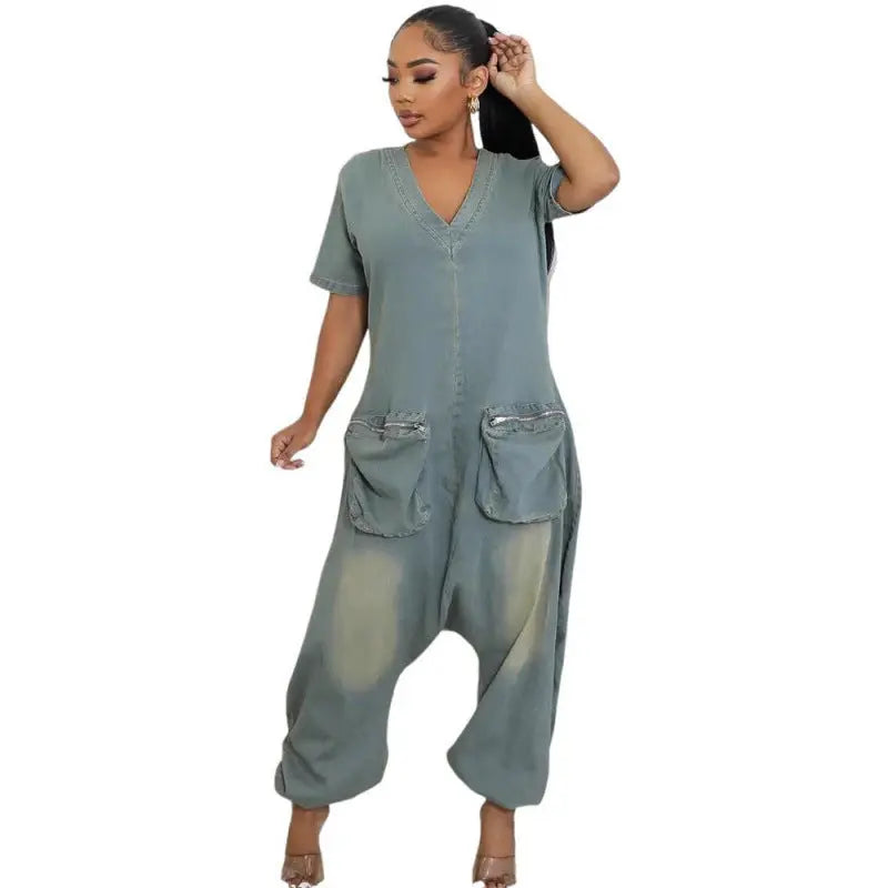 Women's Loose Crotch Jumpsuit Retro Personality null