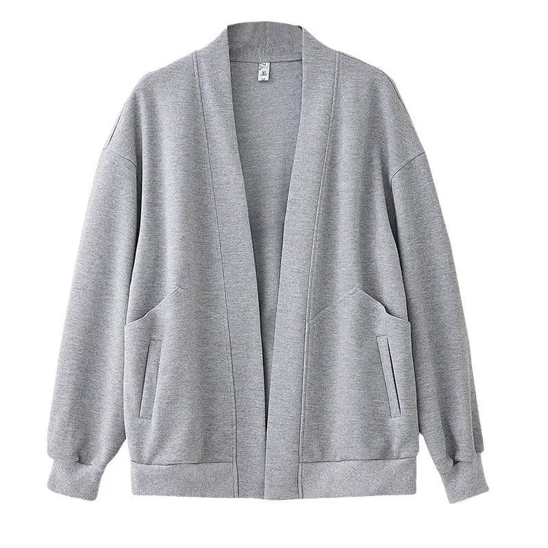 Lazy V-neck Sweatshirt Cardigan Women's Loose Casual Jacket All-matching Drop-shoulder Sleeve null