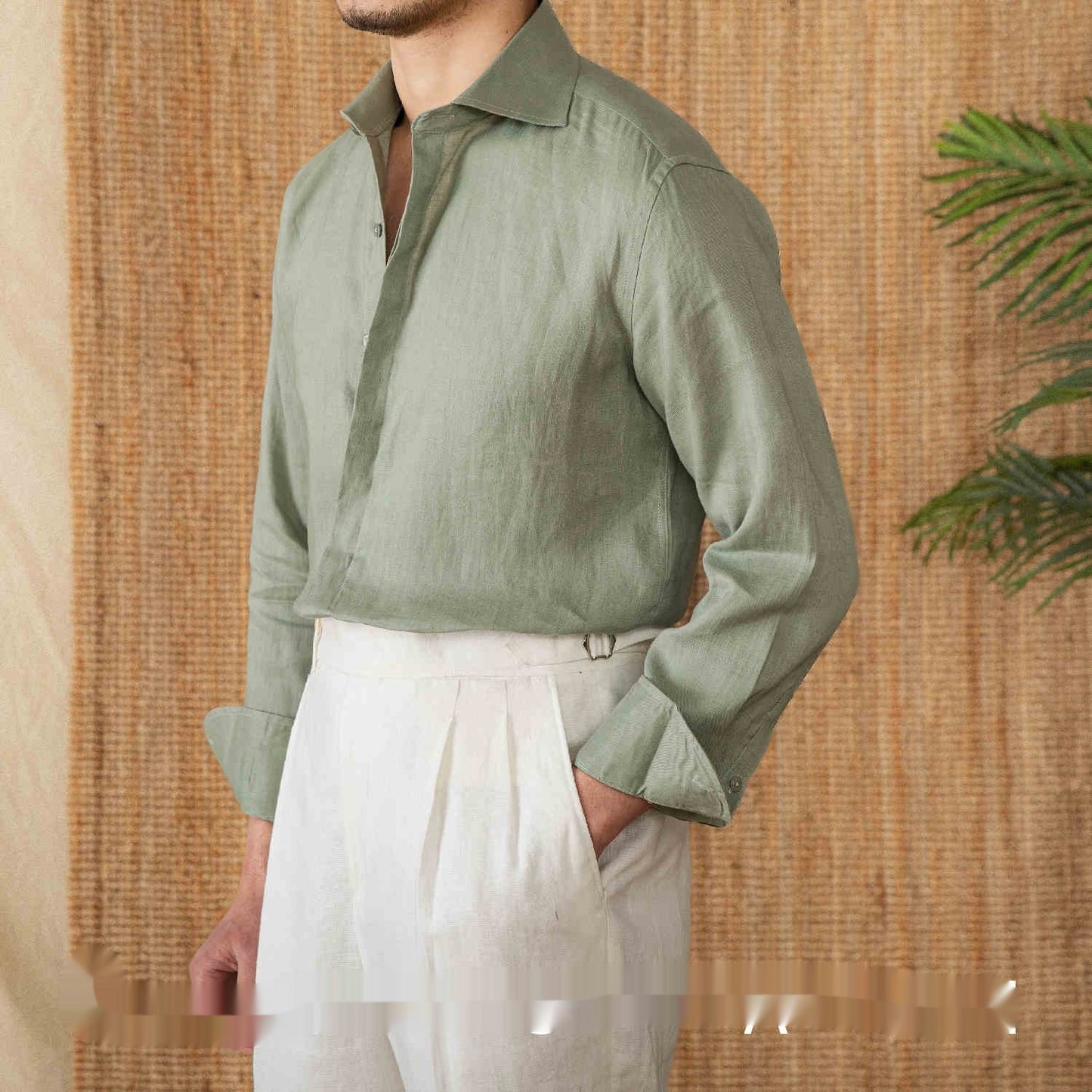Linen All-matching Solid Color Long Sleeve Shirt