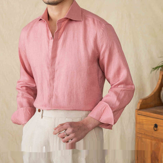 Linen All-matching Solid Color Long Sleeve Shirt
