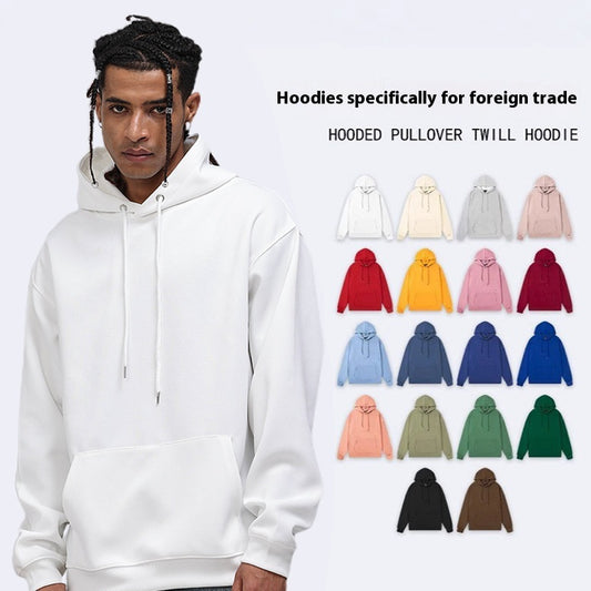 Spring And Autumn Drop Shoulder Loose Solid Color Hooded Sweater For Men And Women