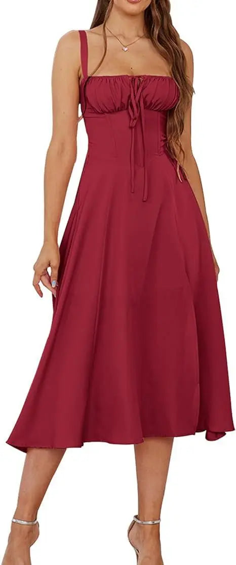 Mid-length Corset Elegant Slit Lace-up Women's Outing Leisure Dress null
