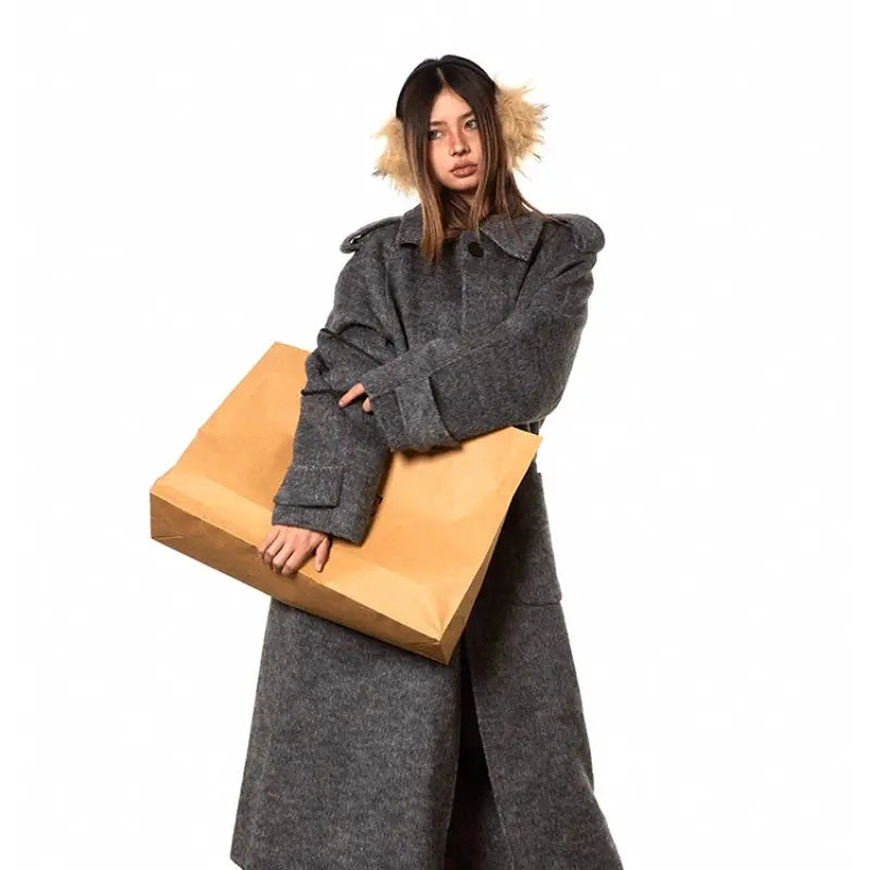 High-support Wool Handmade Double-faced Woolen Goods Long Autumn And Winter High-grade Overcoat Coat null