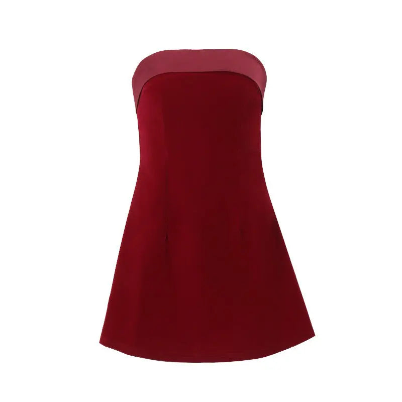 Ins Slim Tube-top Dress Fashion Zipper A-line Short Dresses Party Evening Clothing For Women null