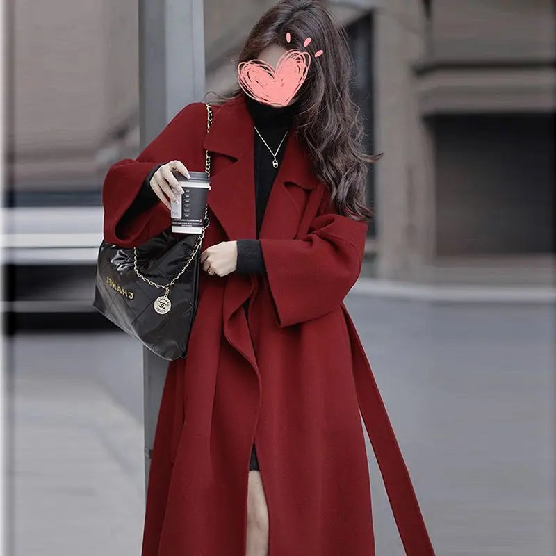 Mid-length Fall Winter Fashion Socialite Below-the-knee Coat null