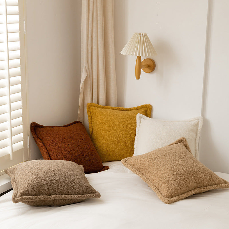 Sofa Backrest Grain Wool Plush Pillow Bedside Cushion