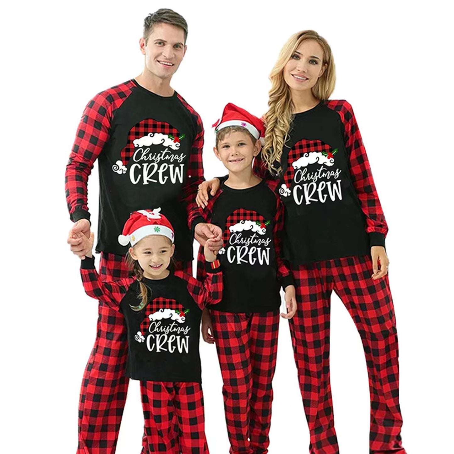 Checkered Cotton Parent-child Christmas Home Pajama Set