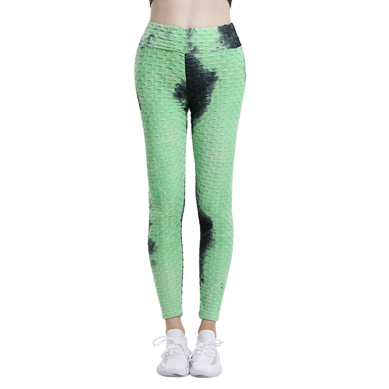 High Waist Workout Bubble Tie-dye Yoga Pants