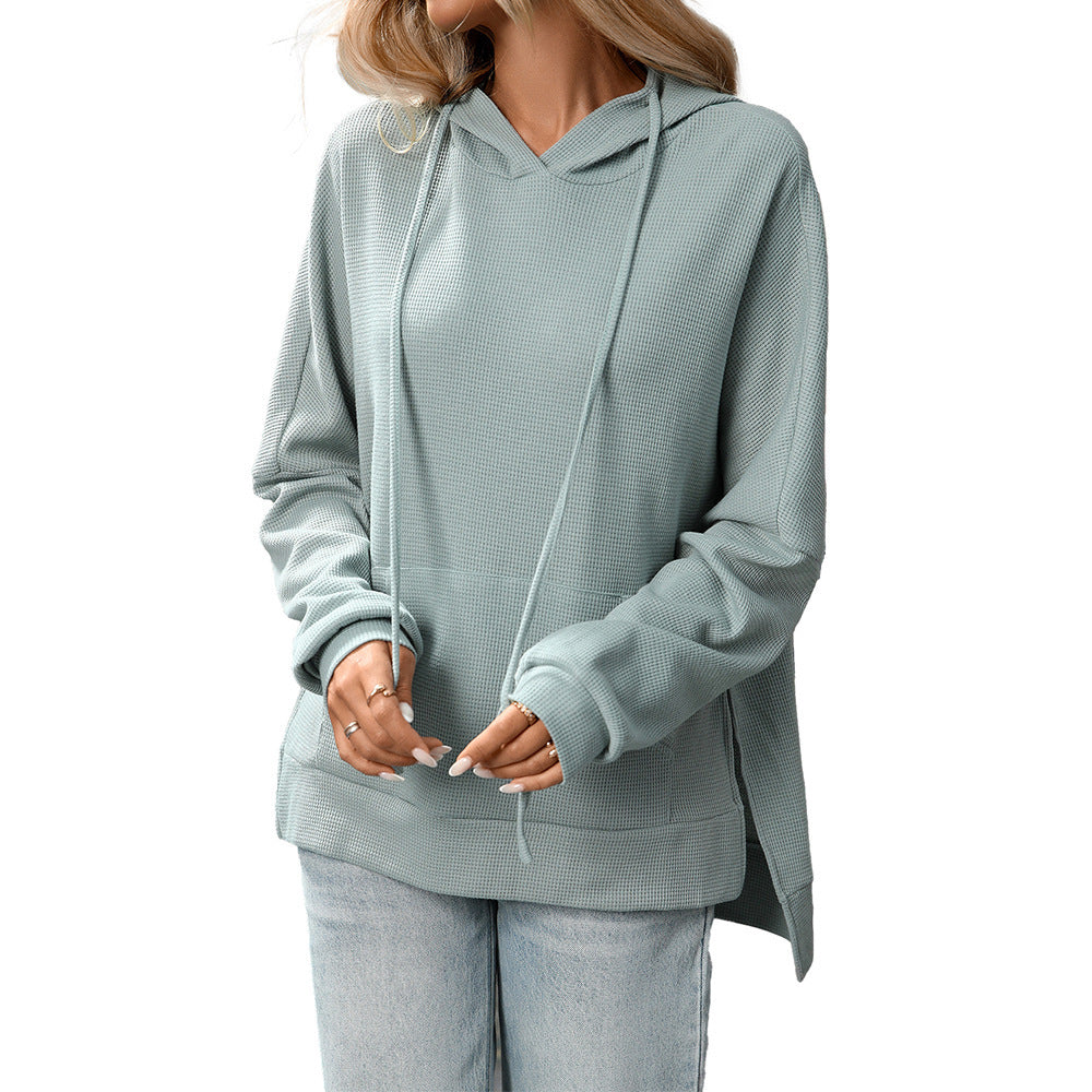 Waffle Knit Pullover Long Sleeve Sweater null