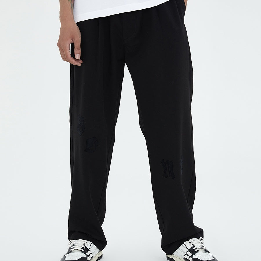 Printed High-weight Suit Fabric Wide-leg Trousers