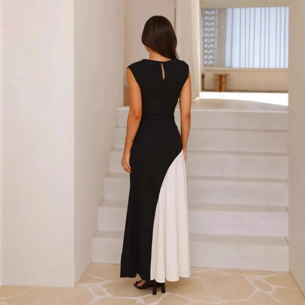 Women's Black And White Color Matching Women's Dress null