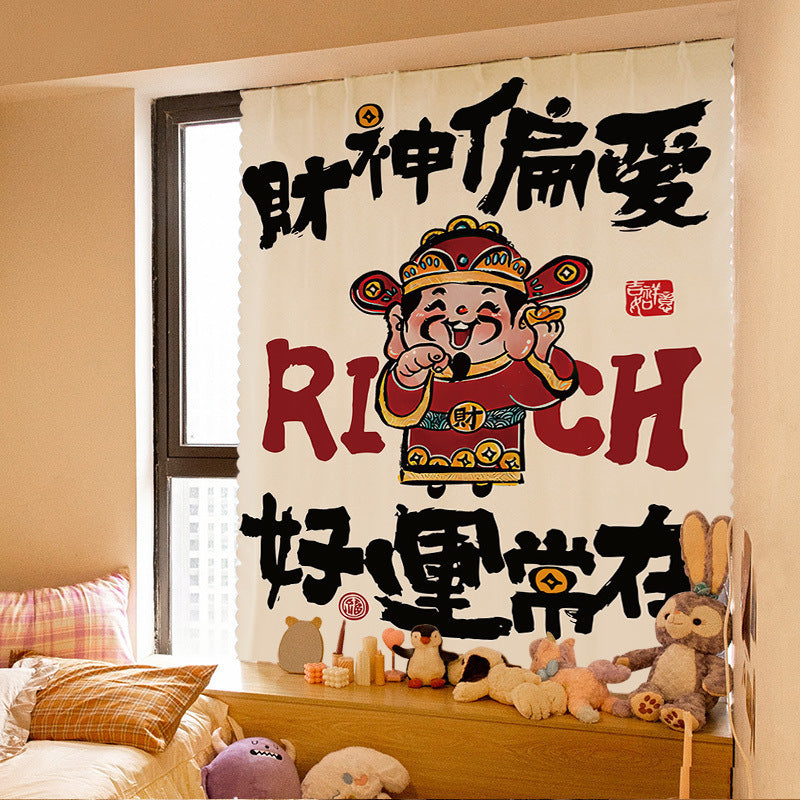 Nordic Ins Bedroom Dorm Household Simple Velcro Curtain Paste Punch-free Shading Stock Clearance Cloth