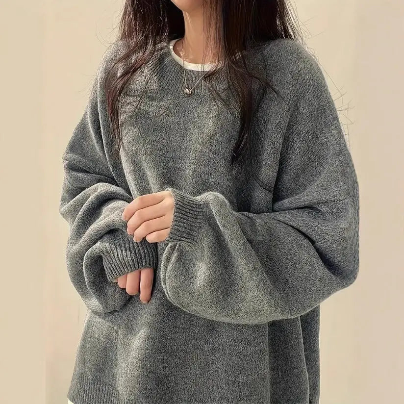 Idle Style Retro Crew Neck Pullover Sweater Nipaaj