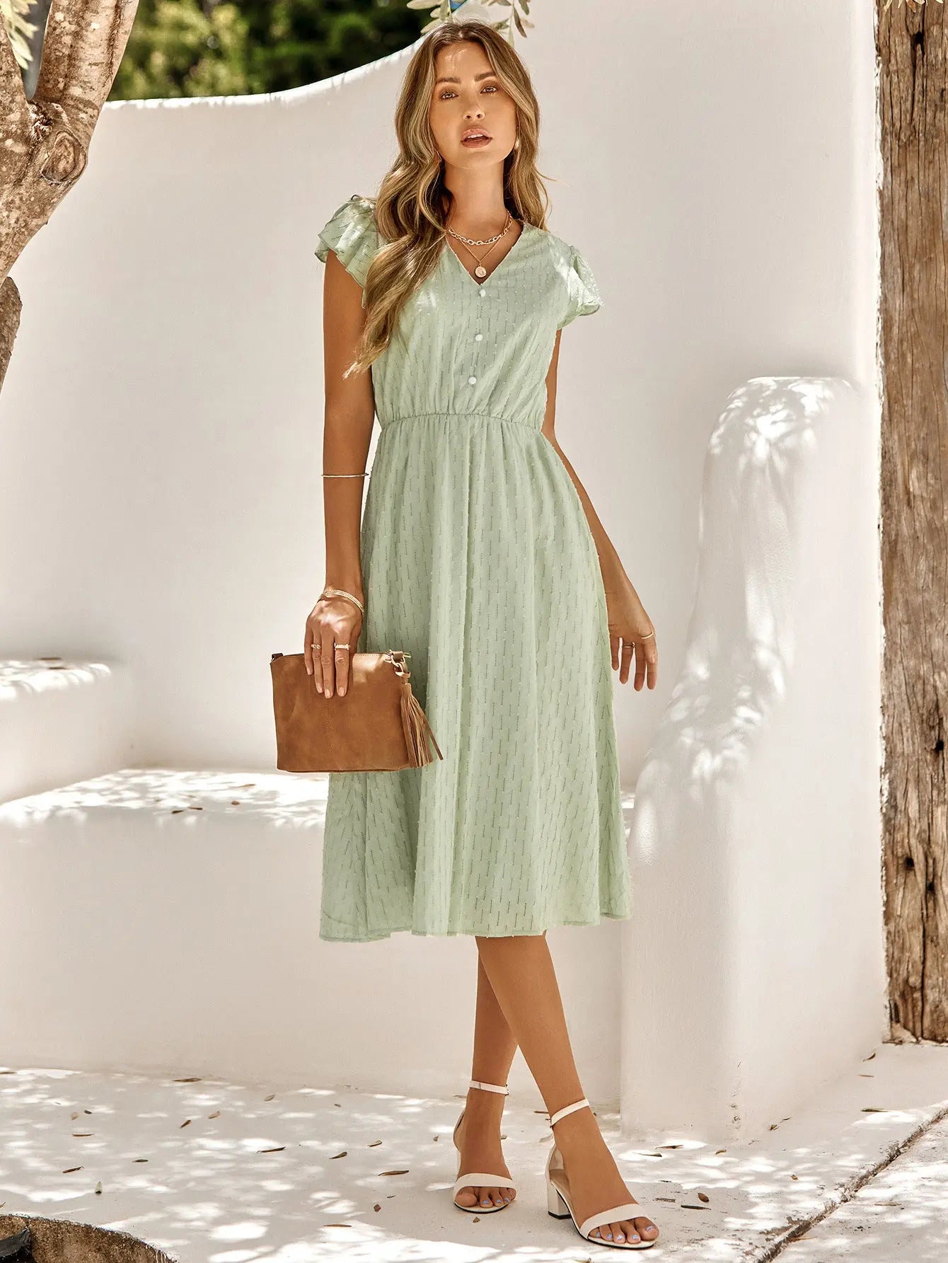 Summer Casual Women's Solid V-neck Dress null