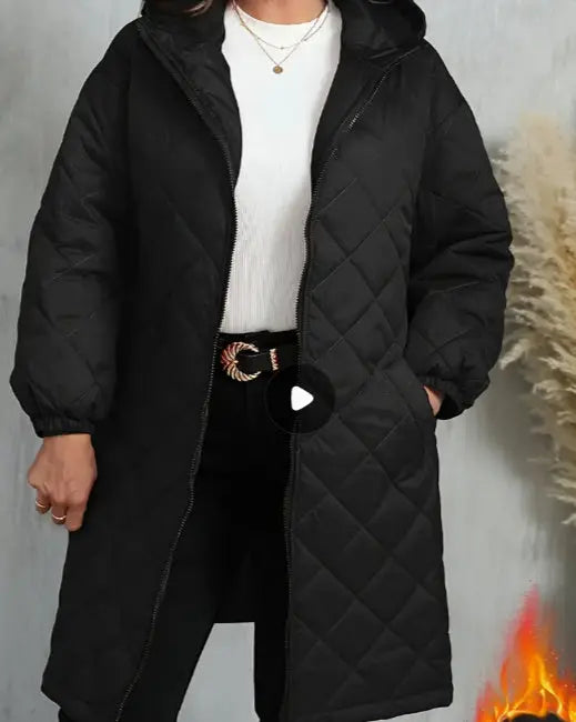 Elegant Hooded Zipper Cotton Jacket For Women null