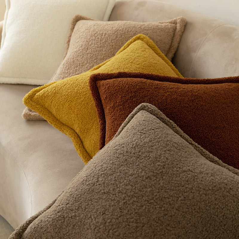 Sofa Backrest Grain Wool Plush Pillow Bedside Cushion