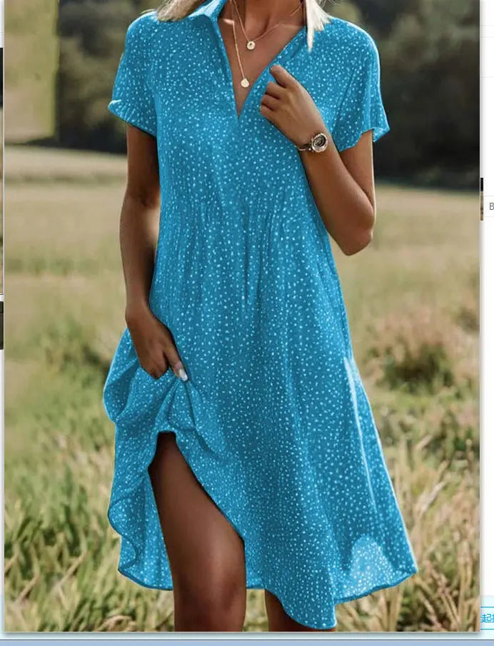 Women's Artistic Ethnic Style Scoop Mid-length Dress null