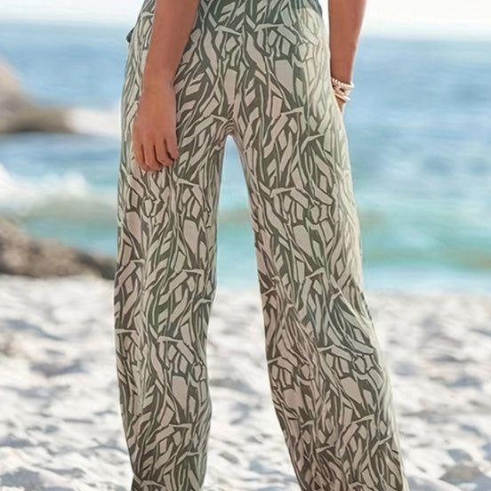 Women's Loose Floral Women's Casual Pants Wide-leg Pants