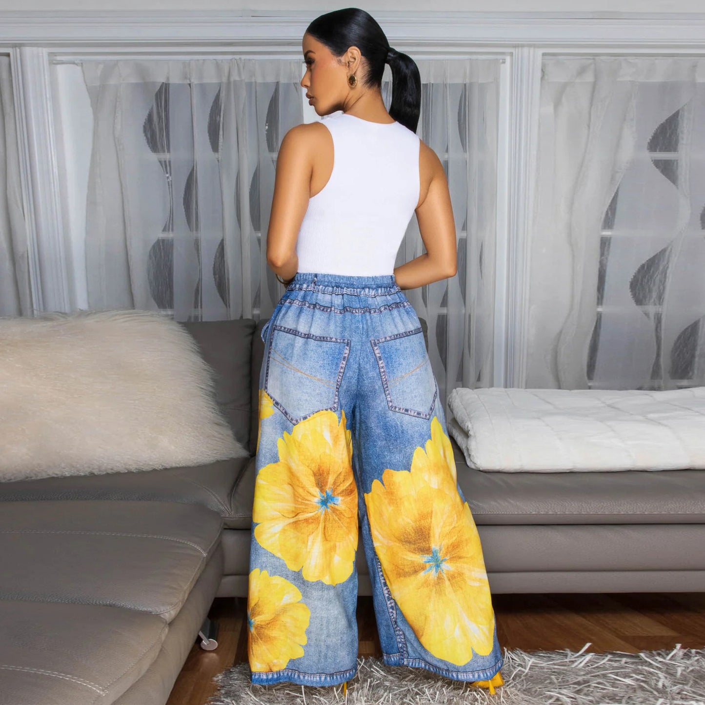 Fashion Loose Casual Printed Women's Wide-leg Pants