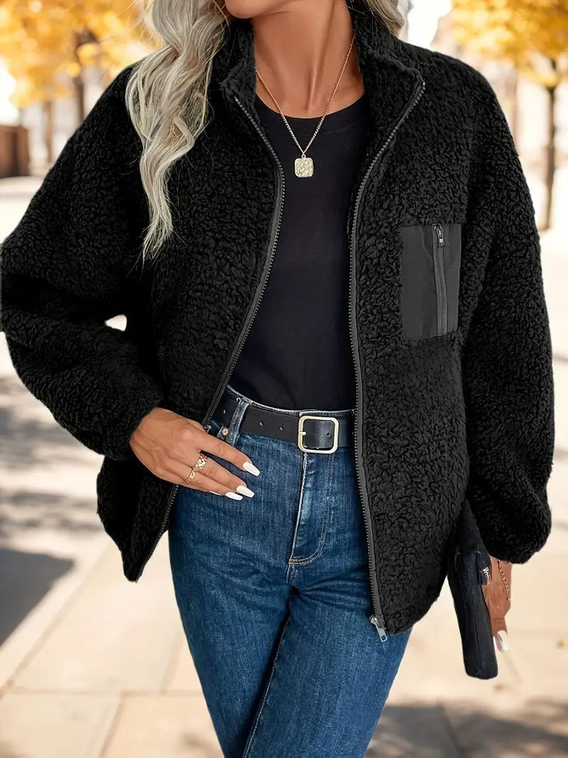 Women's Simple Fashion Zipper Drooping Shoulder Jacket null